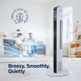 NEXAIR 42” Oscillating Tower Fan, 3 Speed Portable Fan Tower With Remote Control, Quiet Operating Floor Fan for Bedroom with 7.5 Hr Auto Off Timer, Modern Design Room Cooling Fan For Home & Office