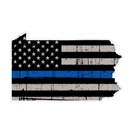 Pennsylvania State (U39) Thin Blue Line Vinyl Yeti Tumbler Decal Sticker Laptop/Netbook 3" Inch - by CustomDecal US