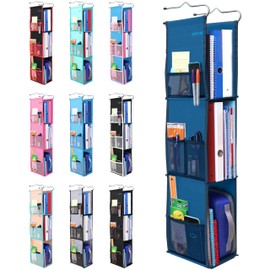ABRA® 3 Shelf Hanging Locker Organizer for School, Gym, Work, Storage | Wide Shelves 6.5”x 9”| Eco-Friendly Fabric Healthy for Children | Adjustable School Locker Shelf from 3 to 2 Shelves (Navy Blue)