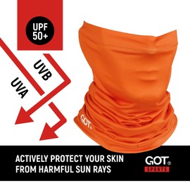 GOT Sports UPF 50+ Fishing Neck Gaiter - UV Face Mask Sun Protection for Men & Women - Camo SPF Face Cover Gator - Fishing, Hunting, Hiking (Blaze Orange)