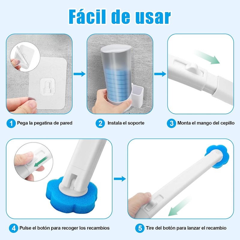Cepillo de Inodoro Desechable, Escobilla para Inodoro de Limpieza Profunda
