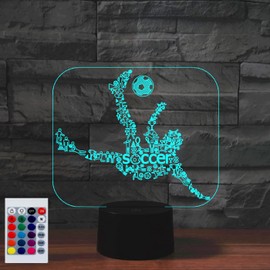 SUPERHONGJIHAO Night Light for Kids 3D Play Football Led Lamp with Remote Control 16 Color Changing Xmas Birthday Gift for Child