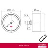 Schläfer 0930165 Hydraulic Pressure Gauge Rear Axial Connection 1/4 Inch