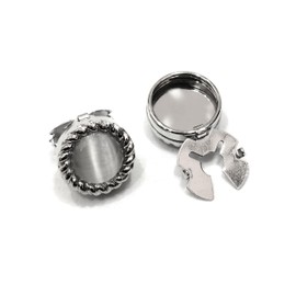 Climple Button Covers Cufflinks for Men Woman, Silver Button Covers for Mens Dress Shirts - Light Grey Silver Bead Cats Eye Effect Cufflinks with Twisted Wire Thread Clasp Non-Sewing