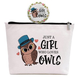 GevGuxLuo Owls Gifts for Owl Lovers, Birthday Gift for Best Friend Sister, Owl Accessories, Owl Lovers Makeup Bag Zipper Purse, Who Loves Owls Makeup Bag