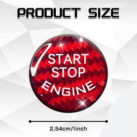 SamWinGear Car Push Start Button Cover Carbon Fiber Engine Push Start Stop Button Sticker, 25-26mm Carbon Fiber Universal Car Interior Ignition Power Buttons Trim Covers Decorations Accessories(Red)