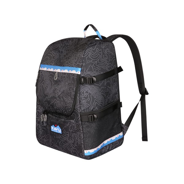 KAVU Pacific Rimshot Disc Golf Bag Padded Frisbee Holder Backpack - Black Topo