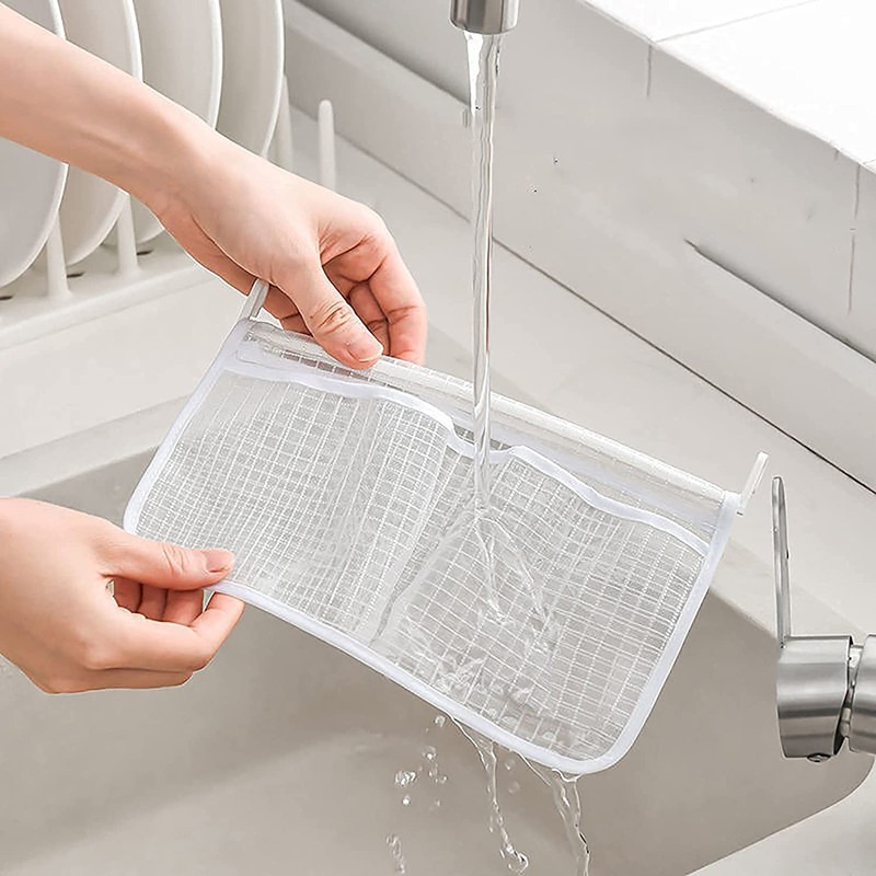jiele Fridge Door Organiser with Connections, Refrigerator Door Mesh Bag