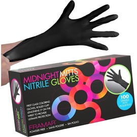 FRAMAR Powder Free Nitrile Gloves – 12 INCH Black Disposable Gloves Latex Free, Non Latex Gloves, Hair Dye Gloves, Tattoo Gloves, Mechanics Gloves, Small Nitrile Gloves, Disposable Gloves Small - Size: Small (Pack of 100), Color: default