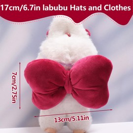 Mini Plüsch Puppen Kleidung Outfit nur Bekleidungs zubehör für 17cm Labubi（Rosenschleifen-Set（Puppen Nicht inbegriffen））,B