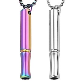 Ninnyi 2 PCS Breathing Necklace, Portable Stainless Steel Anxiety Relief Necklace for Women Men(Color+Sliver)
