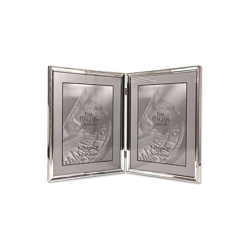 Lawrence 11680D 8-Inch x 10-Inch Metal Silver Hinged Double Picture