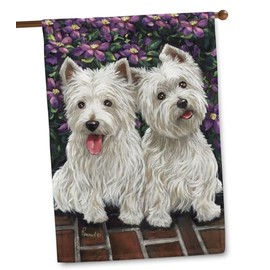 Flagology, West Highland Terrier Molly Glennie – House Flag 28" x 40", Outdoor Flag, Exclusive Premium Fabric, Spring, Summer, Dog, West Highland Terrier
