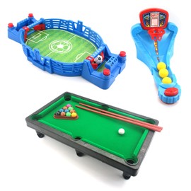 Table Games Set - Mini Foosball Game - Basketball Shooting Game - Tabletop Pool Mini Billiards - Supports six Players for Office Reduce Stress