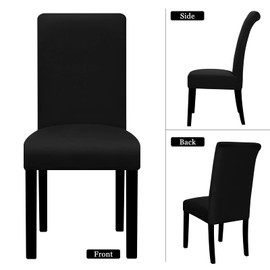 Lellen Dining Chair Covers Set of 4, Stretch Chair Covers Dining Chair Slipcovers Removable Washable Reusable Home & Kitchen Decor Protector Dining Room Chair Covers,Black