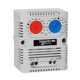 Schneider Electric NSYCCOTHDF Simple Thermostat for Electrical Boxes and Enclosures for Commercial and Industrial Use, 250V AC, 1 NO/NC Connection, Temperature Range 32-140°F