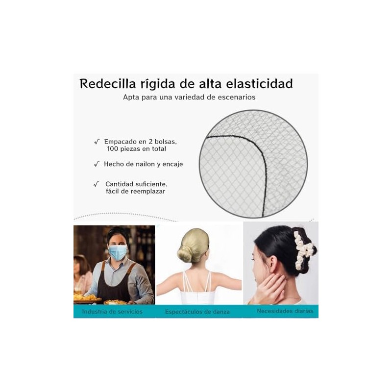 Red de Pelo Tejida, 100 Piezas Redes Invisibles para Cabello,