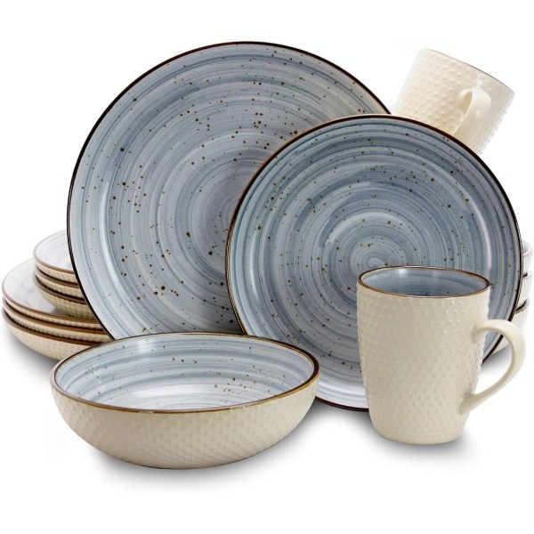 Unbranded Round Stoneware Luxurious Mellow Dinnerware Dish Set 16 Piece