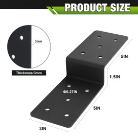 4Pcs Heavy Duty Steel Z Brackets,3"x 5" Z-Shape Connector Bracket,Double Angle Channel Profile Corner Brace,Post to Beam Support,for Wood Shelves Fixing Lumber Connector Pergola Brackets