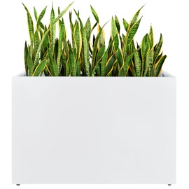 TISUWING Metal Rectangular Planter, 35.5"x 10"x 28" White Planter Box for Outdoor, Easy Installation Galvanized Steel Planter with Drainage Holes, Outdoor Planter for Porch/Patio/Garden