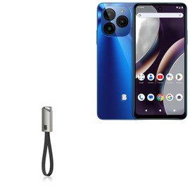 BoxWave Cable Compatible with BLU G54 - USB Type-C Keychain Charger, Key Ring USB Type-C to Type-A 8 in USB Cable - Jet Black