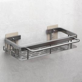 FOXWHALE Sink Organiser for Kitchen Drilling Kitchen Caddy Holder Shelf for Kitchen Accessories Dish Soap/Sponge/Brush, Black Sink with Towel Holder and Hook (Grey)