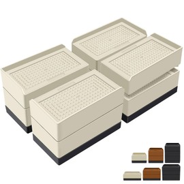 BONARRIOTT Dorm Bed Risers，Heavy Duty 3 Inch Furniture Risers for Sofa Table and Desk, Couch Lifts Risers Elevation in Heights 1.5 or 3 Inch,Support Up to 1,300 Lbs(4 Pack,Beige)