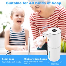 Automatic Soap Dispenser Touchless, Foaming Hand Soap Dispenser for Bathroom Kitchen, Rechargeable Dish Soap Dispensers,12.8oz/380mL,Waterproof,Hands-Free,6-Level Adjustable,Wall Mount