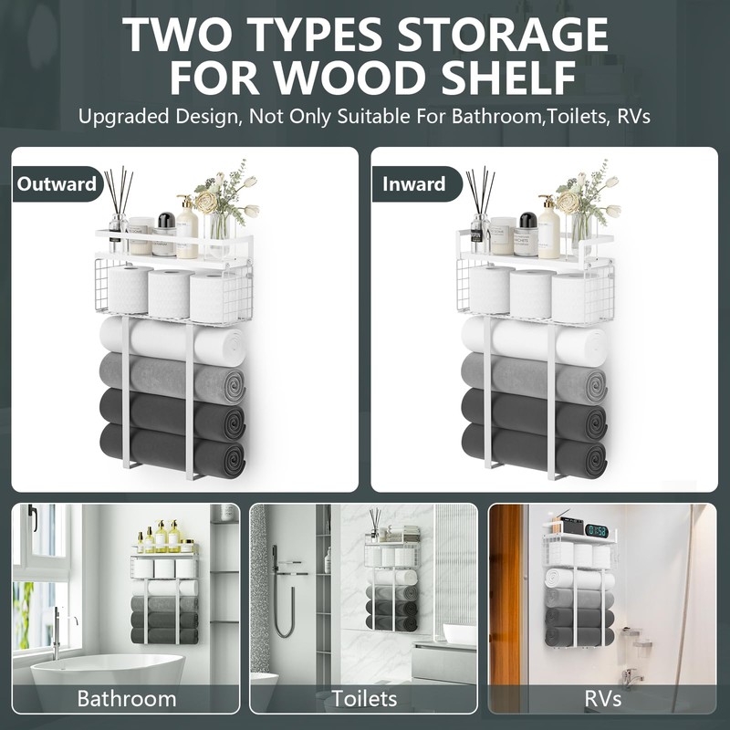 Towel Racks for Bathroom, Bathroom Shelf Over Toilet,Floating Shelves with