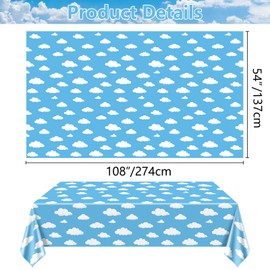 QUERICKY 2 Pack Blue Tablecloths, 137 x 274cm Blue Table Cover Story Decorations for Kids Birthday Party, Baby Shower Party