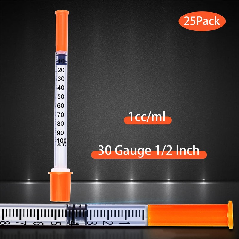 1ml/cc 30G 1/2 Inch Syringes, U-100 Scientific Lab Syringe, Individual