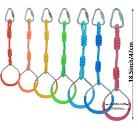 7PCS Colorful Ninja Gymnastic Rings for Kids - Outdoor Backyard Play Sets & Playground Equipment, Swing Bar Rings, Obstacle Rings, American Ninja Warrior Obstacle Course Accessories Backyard Swing