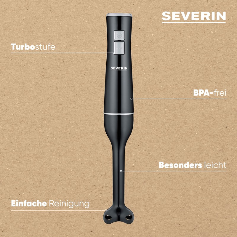 SEVERIN Hand Blender for Puréeing and Chopping, Powerful Mixing Rod