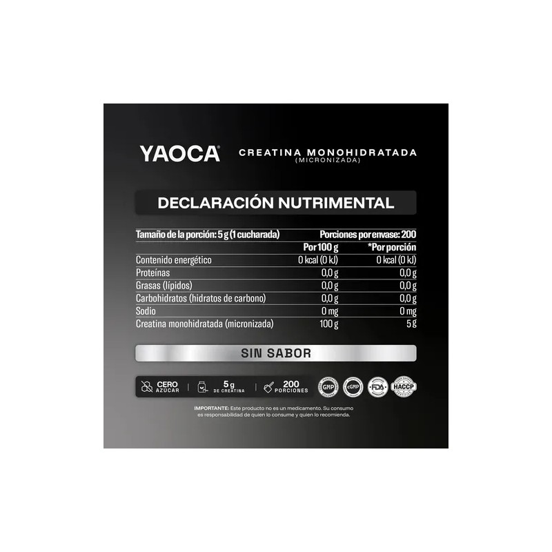 Suplemento En Polvo Yaoca Creatina Monohidratada 1 Kg Natural