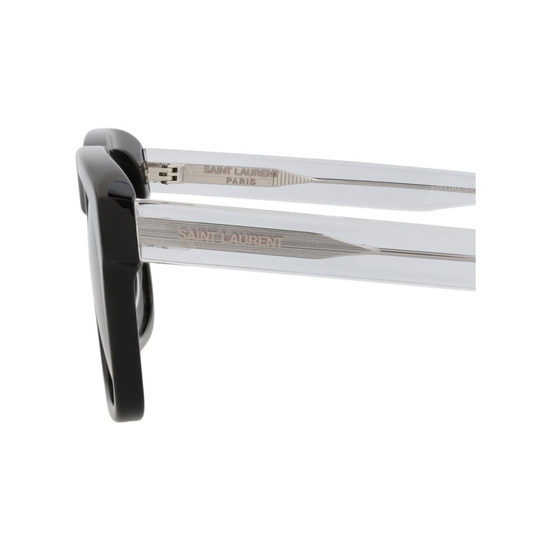 Saint Laurent SL 558 Rectangular Sunglasses, Black-Crystal-Black, One Size