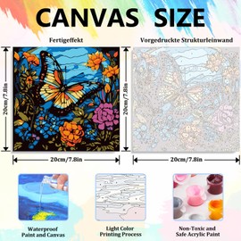 Miquans Art Paint by Numbers Butterfly Paint by Numbers, Adult Paint by Numbers, with Frame and Easel, Flower Painting by Numbers Set for Home Decoration (20 x 20 cm)