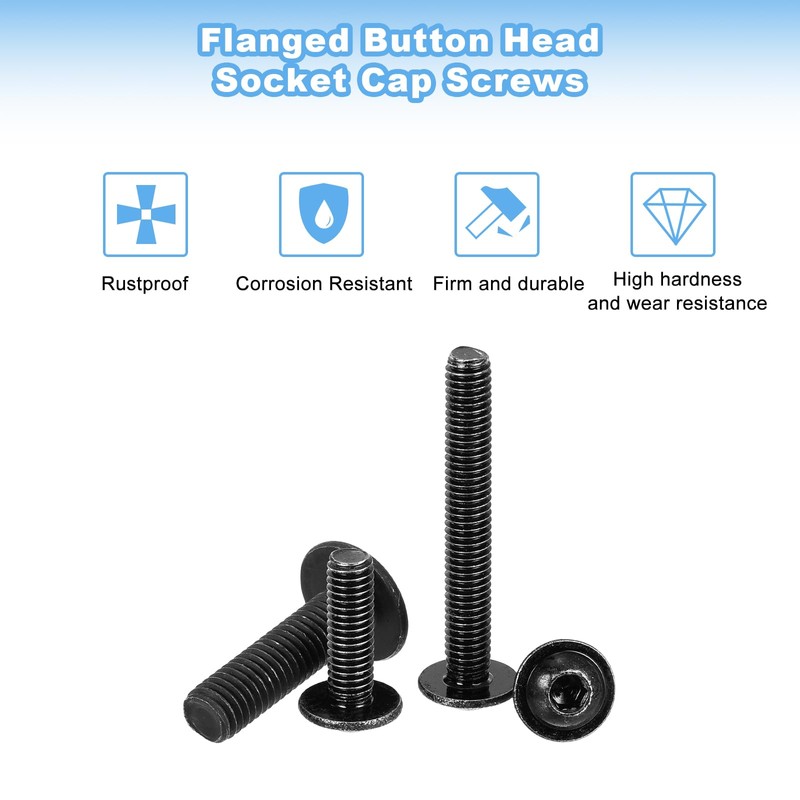 sourcing map 25Pcs M6-1x20mm Flanged Button Head Socket Cap Screws,