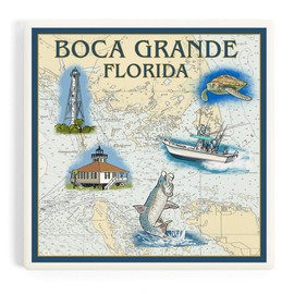 Boca Grande, Florida, Nautical Chart (Absorbent Ceramic Coaster, Single, Cork Back, Kitchen Table Decor)