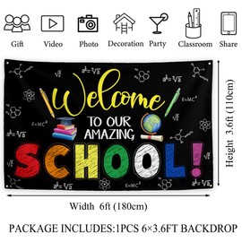 Yarcooly Back to School Decorations First Day of School Backdrop Welcome Back to School Banner Welcome Back to School Decorations for School Classroom