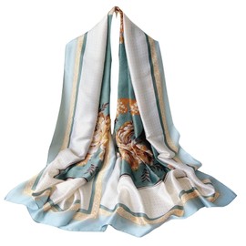 WEIGEER Silk Scarf Women Chiffon Shawl Red Scarf Neck Cief Long Head Wrap Thin Scarf Beach Women Hijab Belt Vintage Bridal Shawl Binder Chiffon Scarf Colourful Cloth L180/W90 (Blue-white)