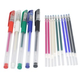 ibotti 5 Colors Stick Heat Erasable Fabric Marking Pens with 10 Free Refills, 5-Pack of Assorted Colors, White,Red,Blue,Black,Green,