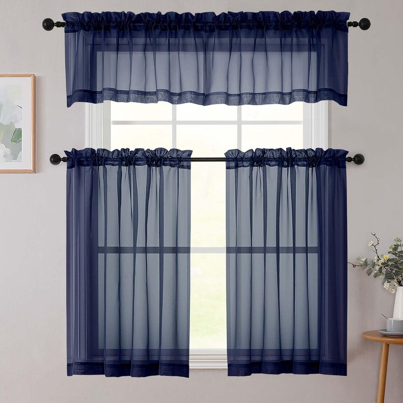 WelvetBLK Cafe Curtains 36 Inch Length Tier 2 Pieces, Modern