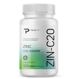 Zinc Primetech ZIN-C20 120 cápsulas con 20 mg de Zinc glicinato quelado