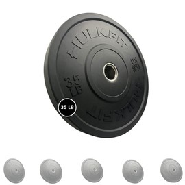 HulkFit Sport Series 2" Olympic Shock Absorbing Rubber Bumper Weight Plates for Barbells - Black 35 lb Single