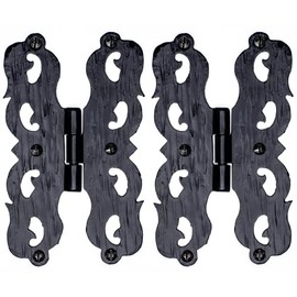 2 Pack 4 Inch Black Wrought Iron Hinges - Decorative Wrought Iron Door Hinges – Rustic Iron Hinges for Farmhouse Shutters, Chests, Barn Doors, Shutter and Gates – The Hacienda Series