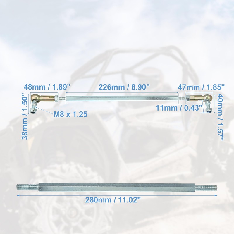 X AUTOHAUX 2pcs M8 280mm Steering Tie Rod Ball Joint