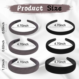 DiyJibb 6PCS Velvet Headbands for Women, Soft & Comfortable Non-Slip Hairbands, Adjustable Width (0.6, 0.8, 1.2 Inches) with Two Color Options, Perfect for Daily Wear & Special Occasions