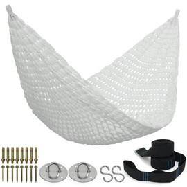 Tranquillo Hammock 550 lbs Capacity Double Hammocks, Camping Hammock with Hammock Straps, Hammocks for Outside Hiking Camping Essentials, Indoor - Garden, Portable Tree Straps, White