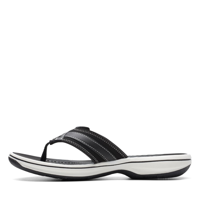 Clarks Clarks womens Breeze Sea Flip Flop, Black Synthetic, 11