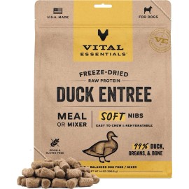 Vital Essentials “NEW” 14oz Vital Essentials Freeze Dried Raw SOFT Nibs Duck Entree or Topper
